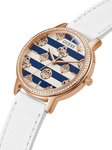 Guess Damen Armbanduhr Marina 38 mm Streifen auf dem Zifferblatt Armband Leder GW0398L2